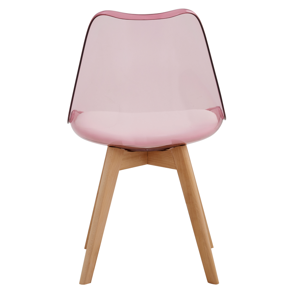Scaun IVREA 2, roz transparent, acrilic/piele ecologică/fag, 48x54x80 cm Kondela