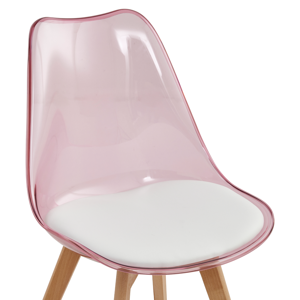 Scaun IVREA 2, roz transparent, acrilic/piele ecologică/fag, 48x54x80 cm Kondela
