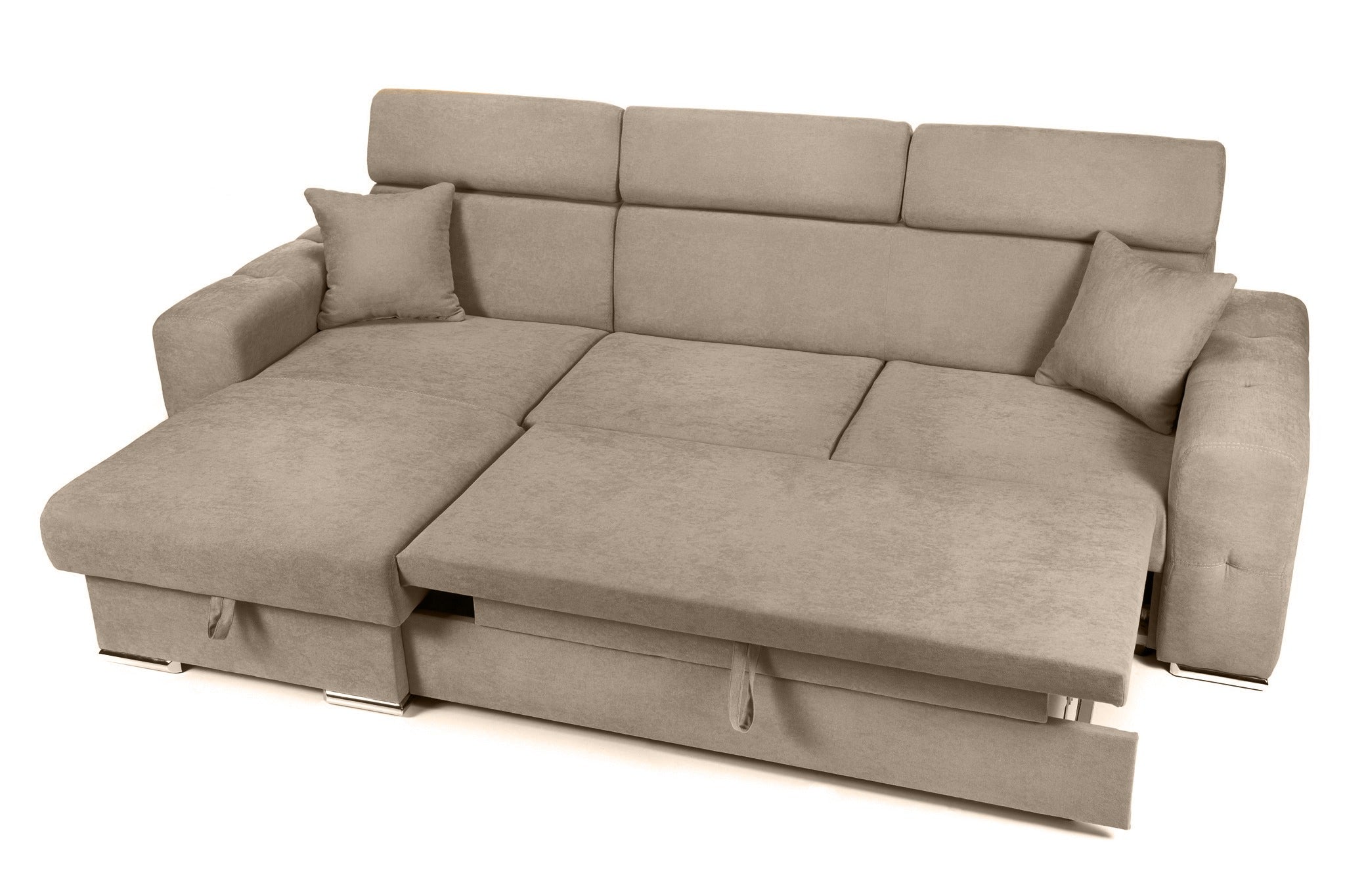 Colțar Extensibil BELLAGIO, șezlong interschimbabil, cu ladă de depozitare, cu tetiere reglabile, 280x170x100 cm Prestige Home