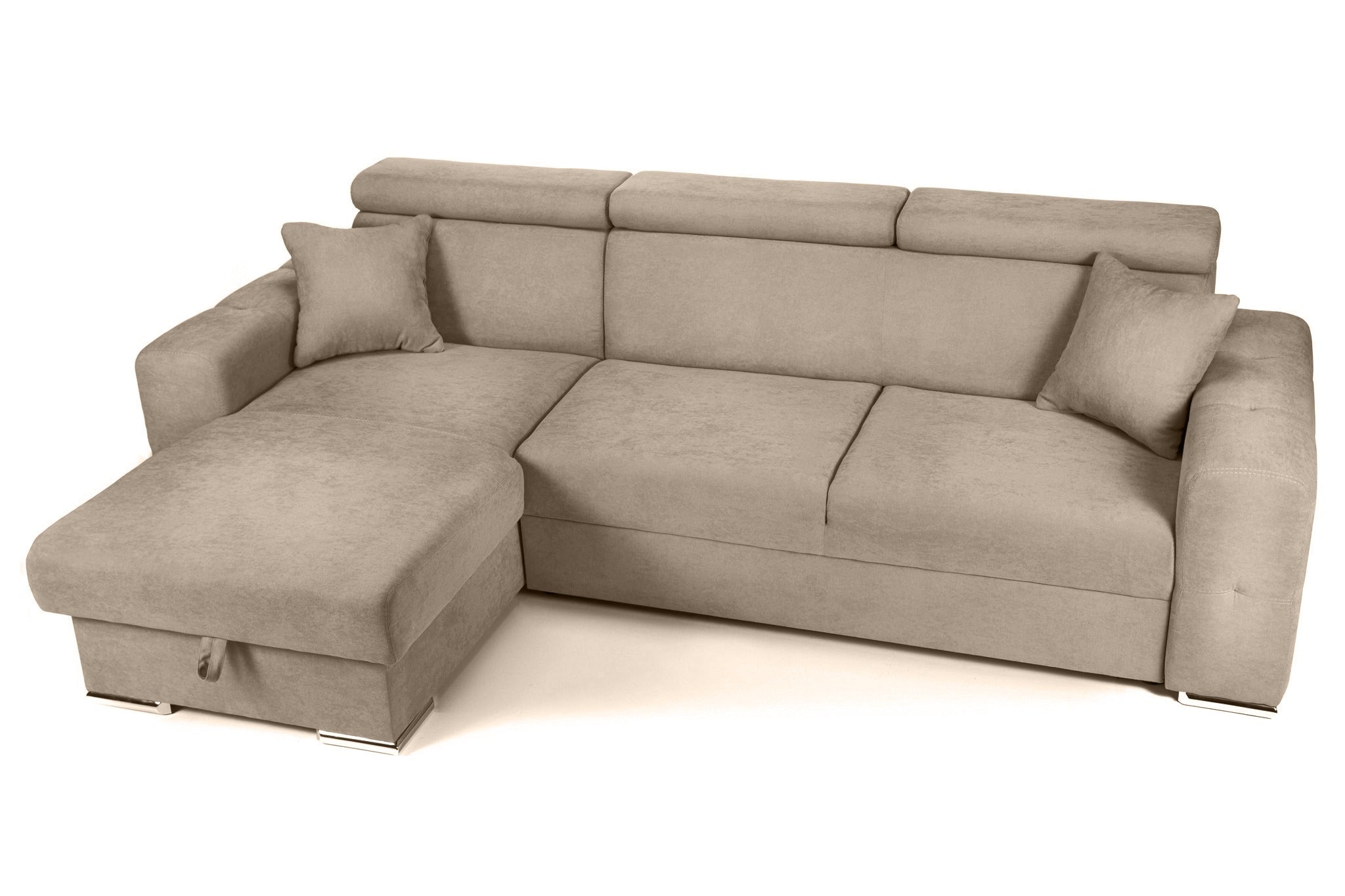 Colțar Extensibil BELLAGIO, șezlong interschimbabil, cu ladă de depozitare, cu tetiere reglabile, 280x170x100 cm Prestige Home