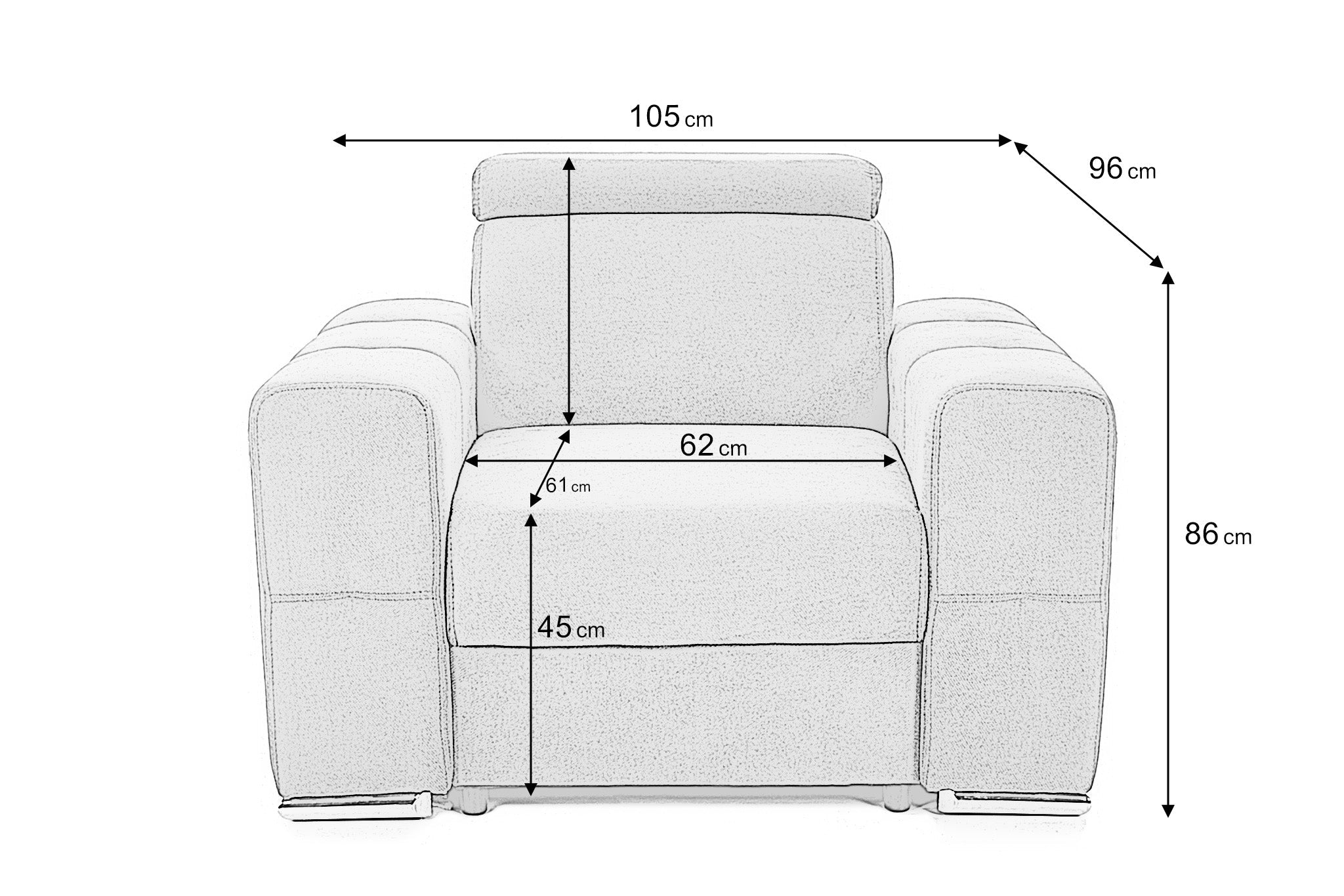 Fotoliu BELLAGIO, cu Tetier reglabil 105x96x86 cm Prestige Home