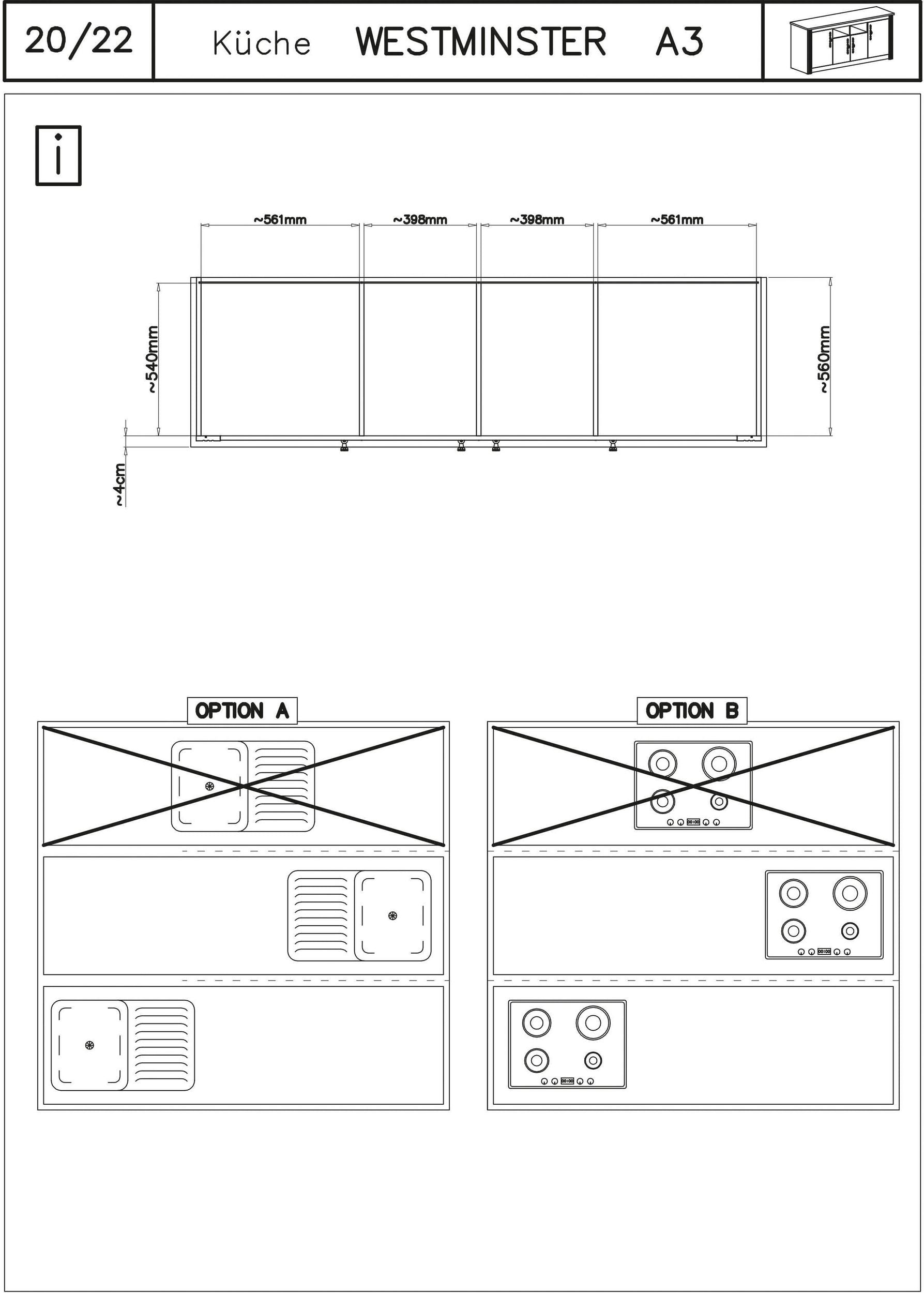Bucătărie Westminster, 270 cm, MDF/PAL Melaminat, Alb Pin/Stejar Wotan, Dezasamblat Arboteca