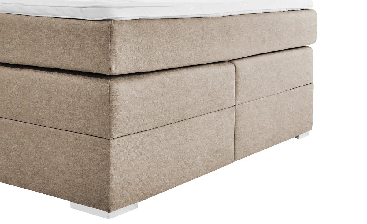 Pat Boxspring Charlotte, cu ladă de depozitare, saltea și topper incluse Prestige Home