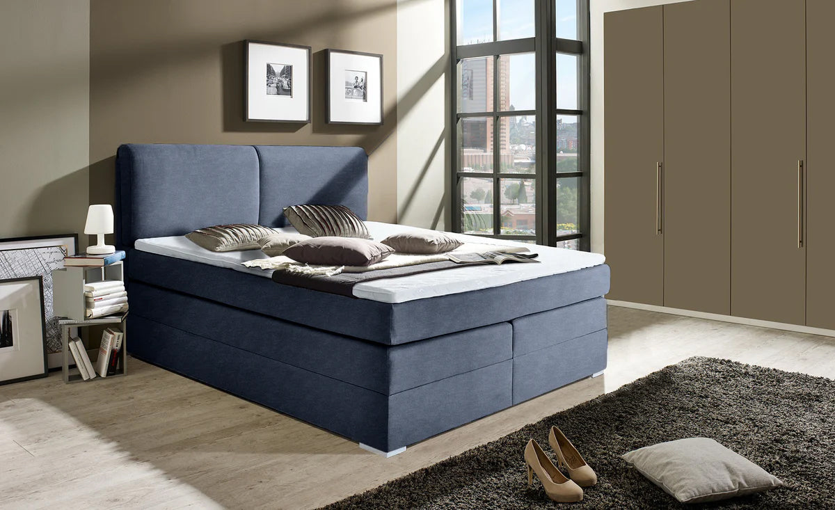 Pat Boxspring Charlotte, cu ladă de depozitare, saltea și topper incluse Prestige Home