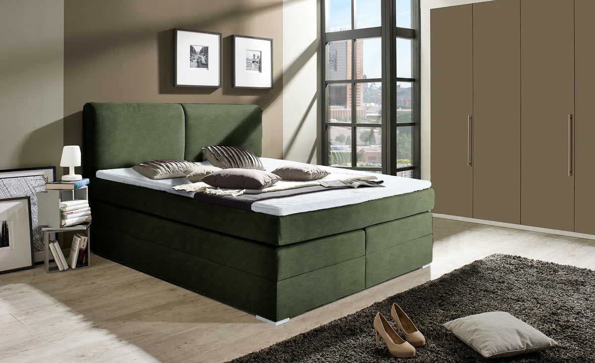 Pat Boxspring Charlotte, cu ladă de depozitare, saltea și topper incluse Prestige Home