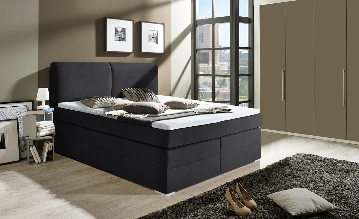 Pat Boxspring Charlotte, cu ladă de depozitare, saltea și topper incluse Prestige Home