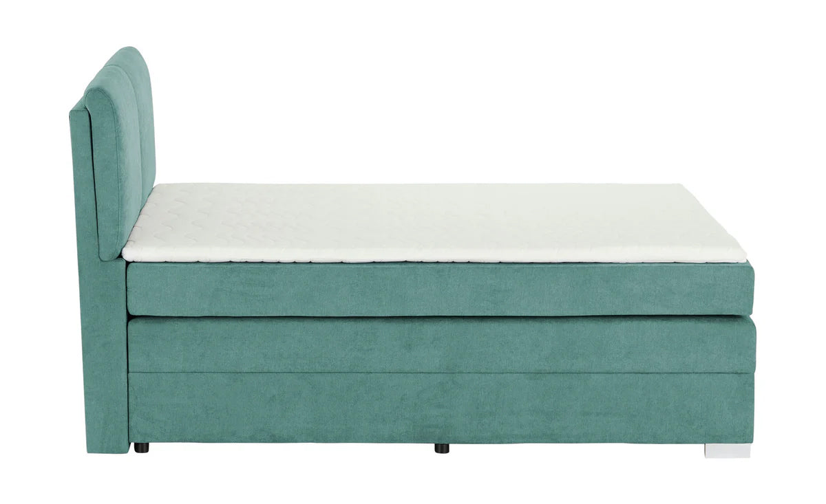 Pat Boxspring Charlotte, cu ladă de depozitare, saltea și topper incluse Prestige Home