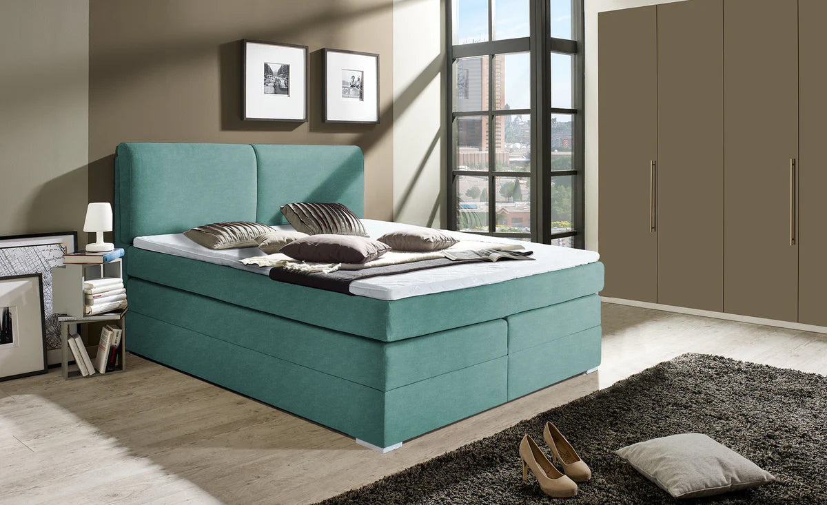 Pat Boxspring Charlotte, cu ladă de depozitare, saltea și topper incluse Prestige Home