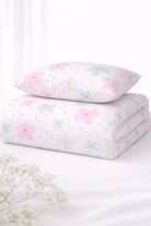 Lenjerie de pat bumbac satinat 100%, model flori pictate, 130 g/m², cu fermoar Arboteca