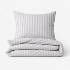 Lenjerie de pat bumbac satinat 100%, model dungi gri, 130 g/m², cu fermoar Arboteca