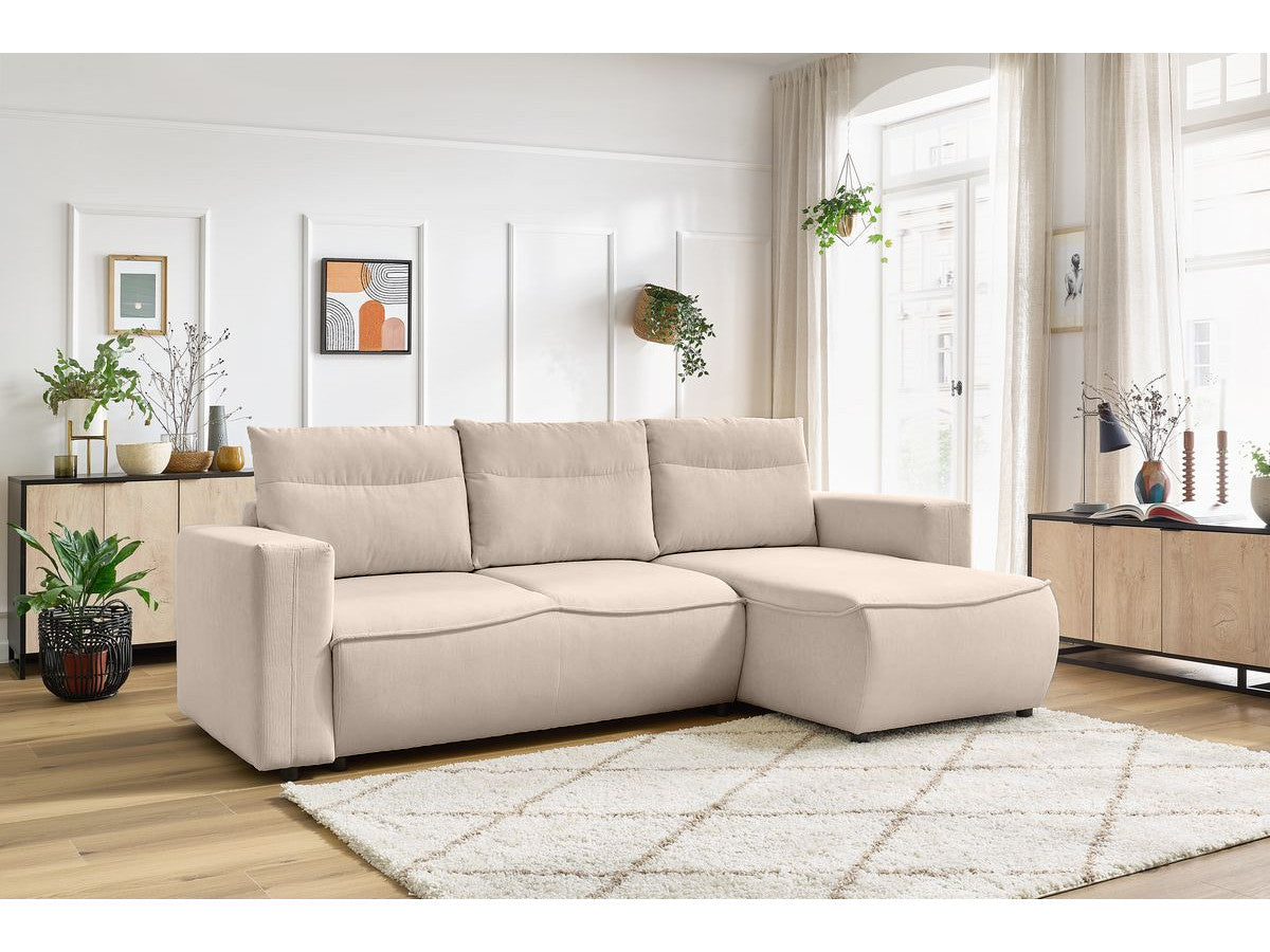 Colțar Extensibil HALSON, cu ladă de depozitare, șezlong interschimbabil, 256x158x90 cm - Prestigehome.ro - Colțar - Prestige #color_Bej-Fjord