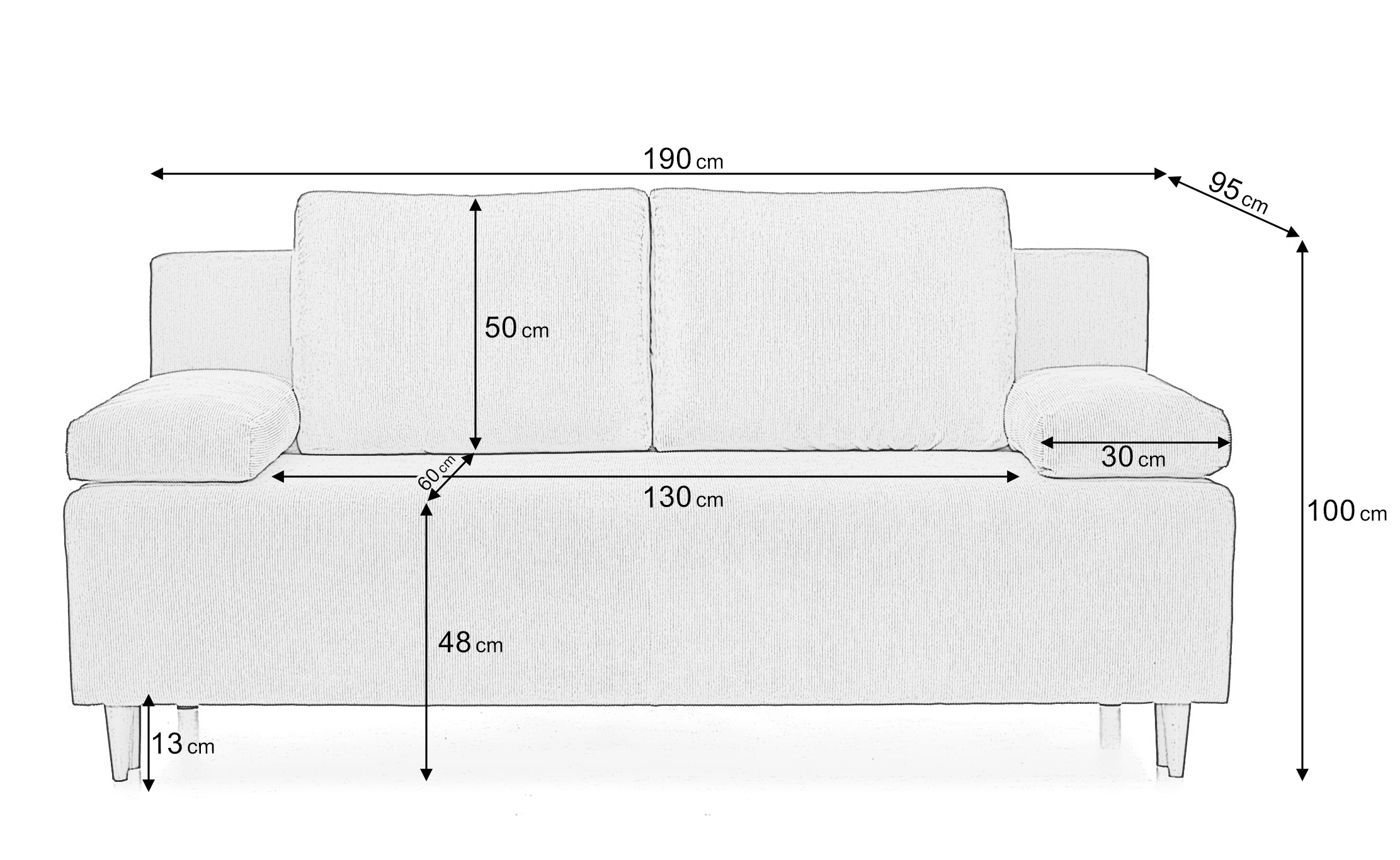 Canapea Extensibilă 3 locuri CANDY, cu ladă de depozitare, 190x95x100 cm Prestige Home