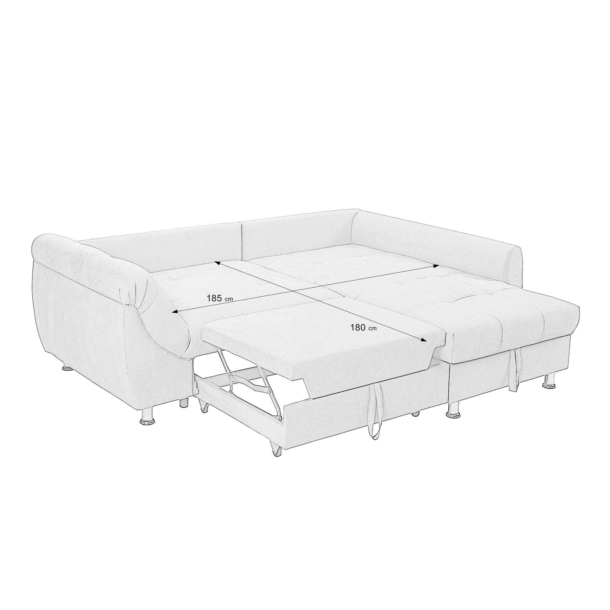 Colțar Extensibil MERLIN, cu lada depozitare, variante stânga/dreapta, 230 x 190 x 93 cm Prestige Home