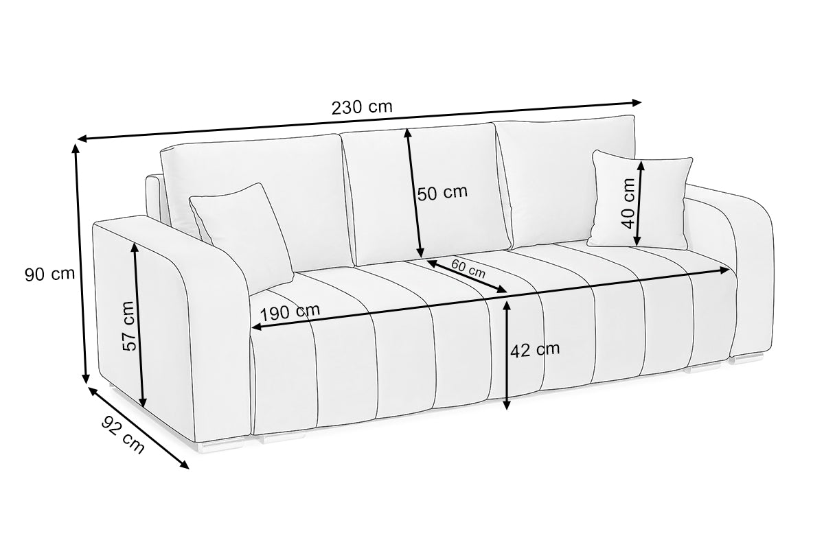 Canapea Extensibilă 3 locuri DIEGO, cu ladă de depozitare, 230x92x90 cm Prestige Home