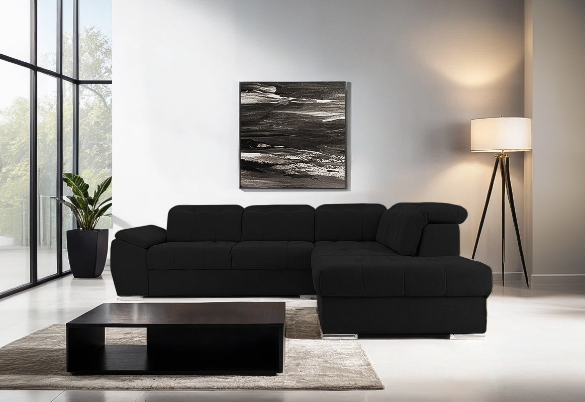 Colțar Extensibil ENZO, cu tetiere, variante stânga/dreapta, 255x220x100 cm Prestige Home