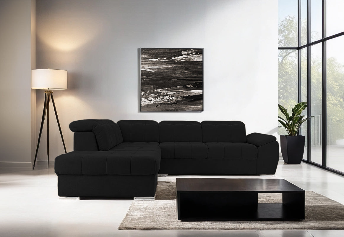 Colțar Extensibil ENZO, cu tetiere, variante stânga/dreapta, 255x220x100 cm Prestige Home