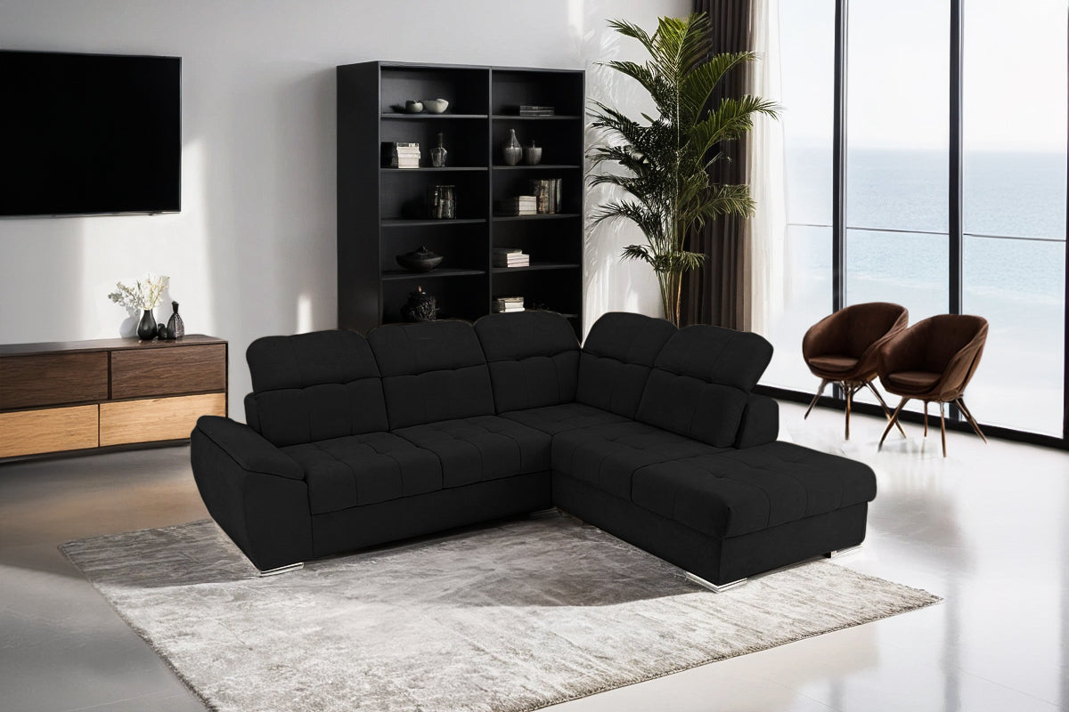 Colțar Extensibil ENZO, cu tetiere, variante stânga/dreapta, 255x220x100 cm Prestige Home