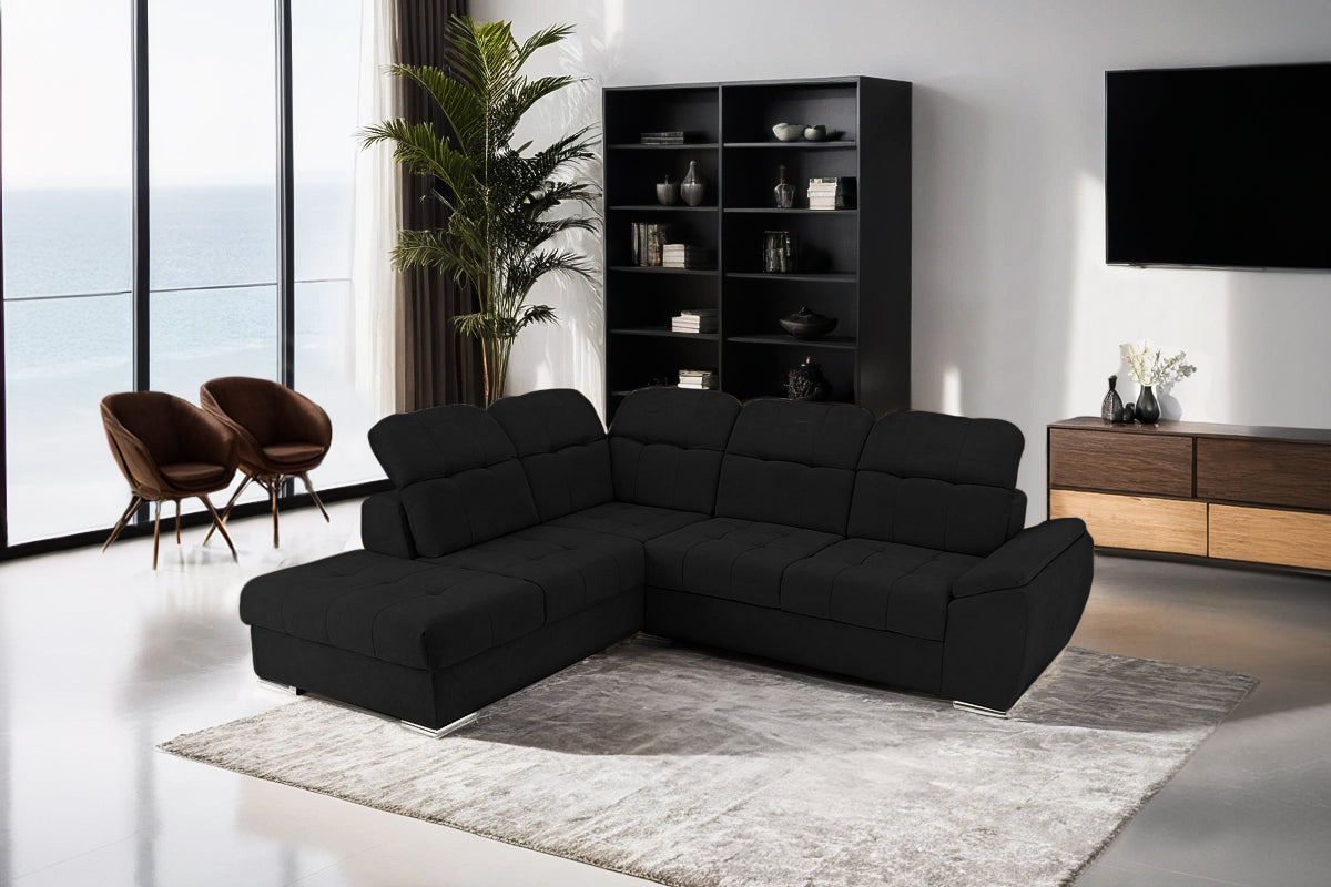 Colțar Extensibil ENZO, cu tetiere, variante stânga/dreapta, 255x220x100 cm Prestige Home