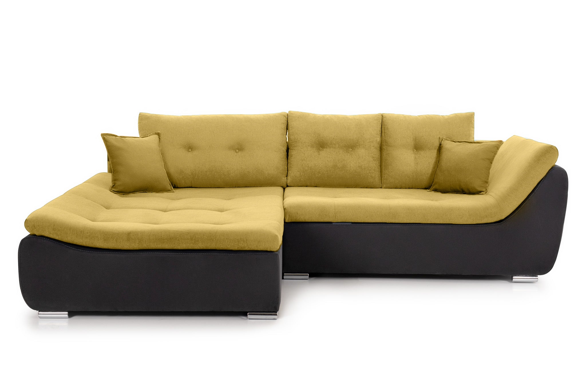 Colțar Extensibil LORENZO, cu ladă de depozitare, variante stânga/dreapta 280x180x70 cm Stanga Galben-Gri-Inchis-Enjoy Prestige Home