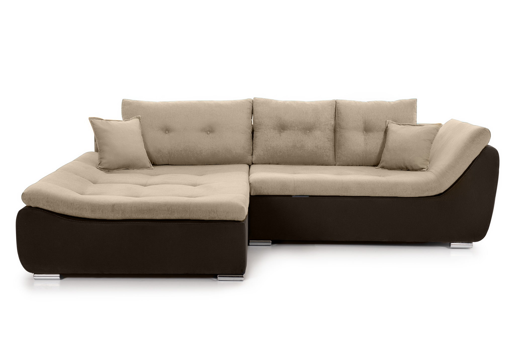 Colțar Extensibil LORENZO, cu ladă de depozitare, variante stânga/dreapta 280x180x70 cm Stanga Bej-Cafeniu-Enjoy Prestige Home