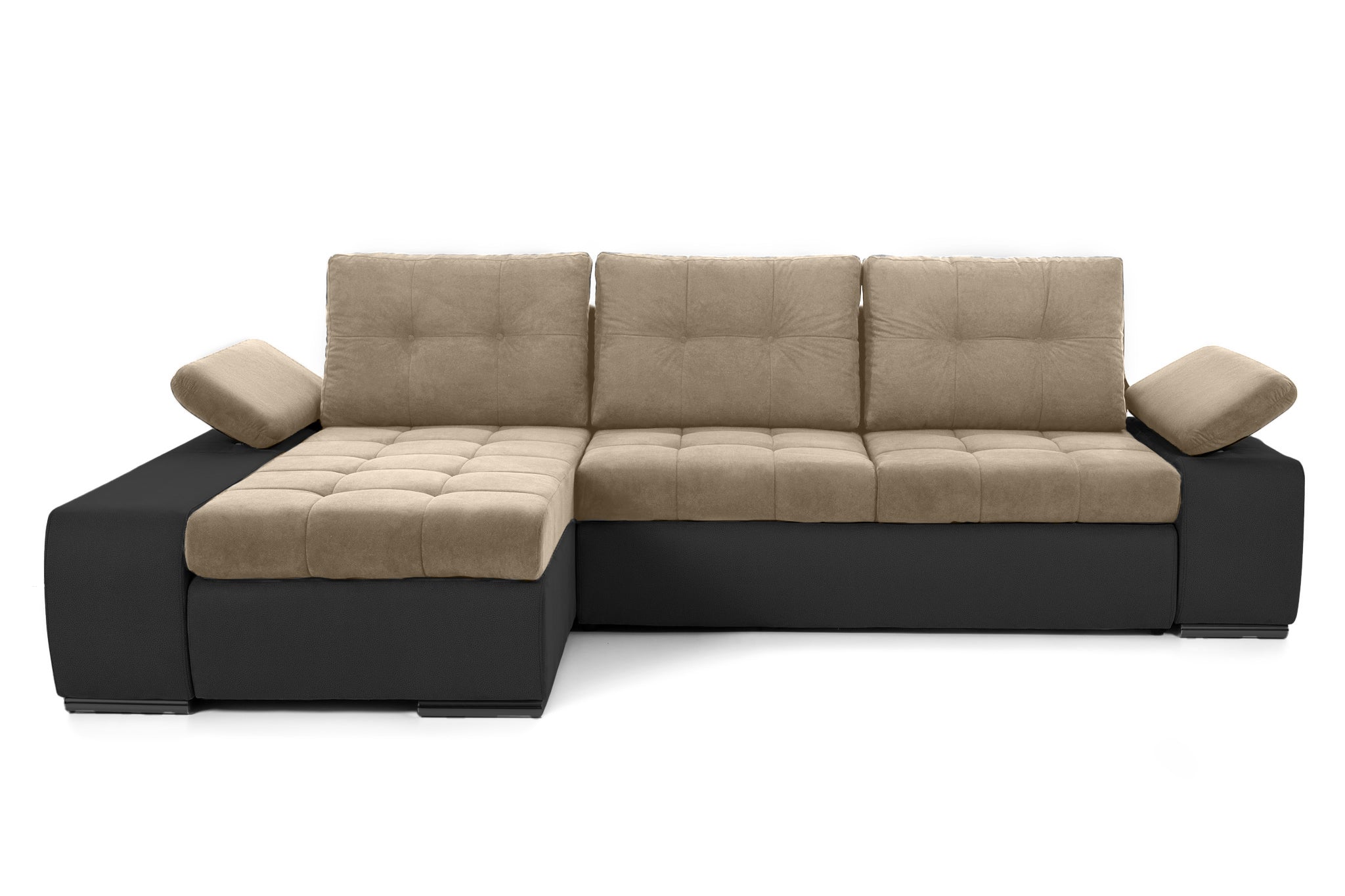 Colțar Extensibil VENETIA, cu ladă de depozitare, variante stânga/dreapta 290x170x80 cm Stanga Bej-Cafeniu-Enjoy Prestige Home