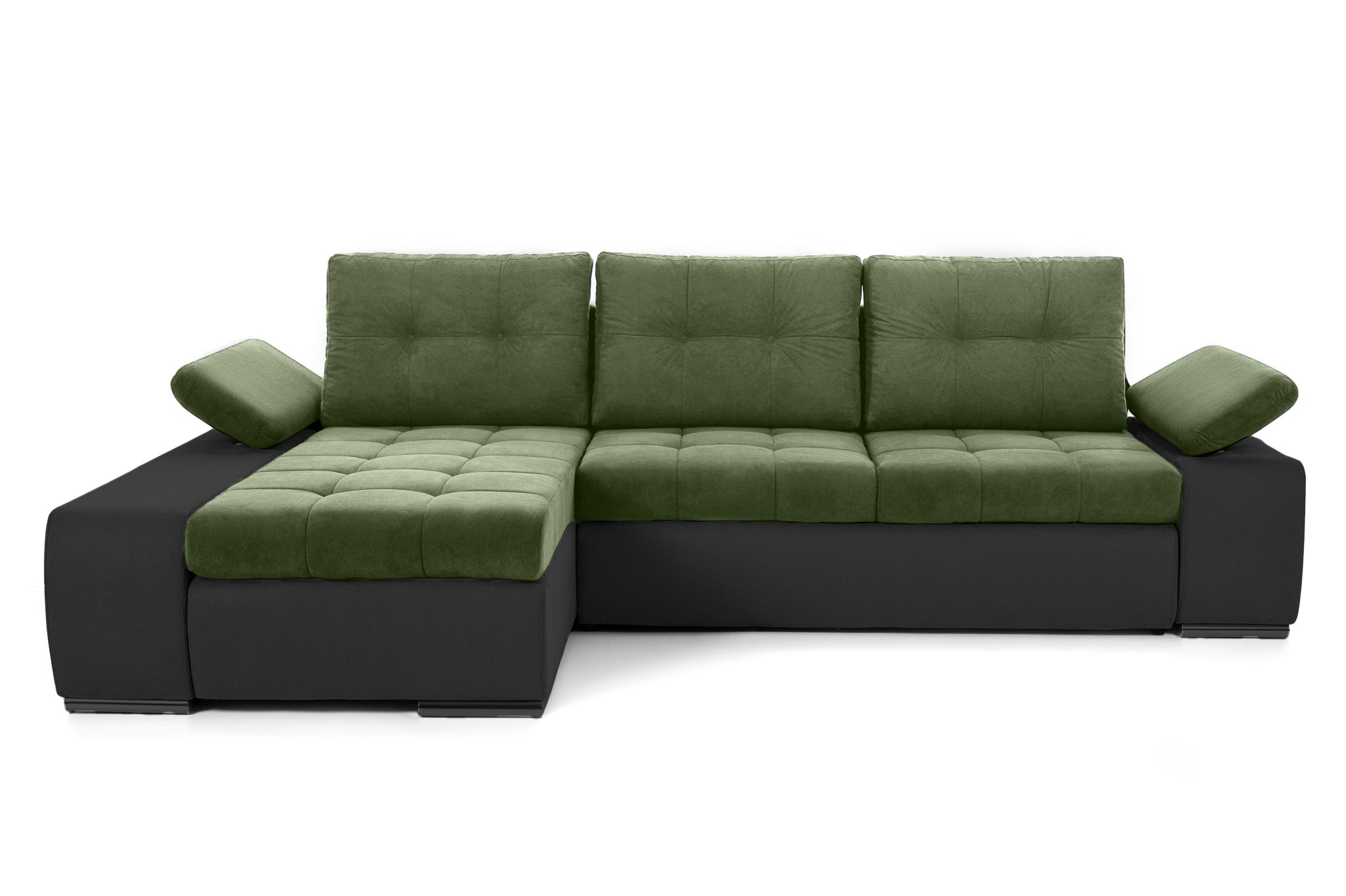 Colțar Extensibil VENETIA, cu ladă de depozitare, variante stânga/dreapta 290x170x80 cm Stanga Verde-Gri-Inchis-Enjoy Prestige Home