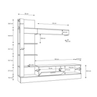 Mobilier de perete living, stejar Riviera / negru, GELUZA Kondela