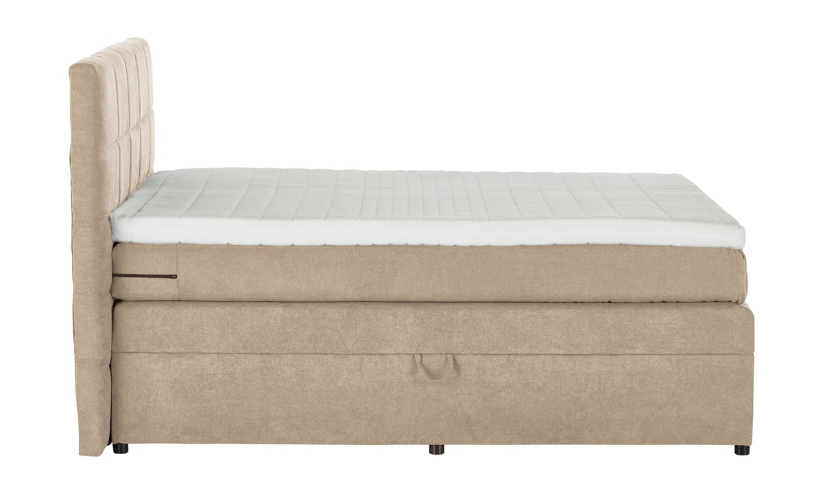 Pat Boxspring Gibson, cu lada de depozitare, Bej, Prestigehome.ro, Prestige, #Color_Bej-Enjoy