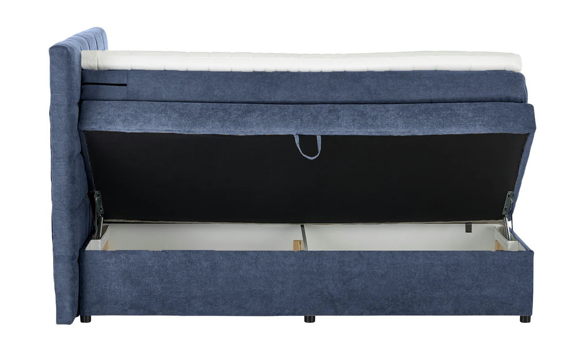 Pat Boxspring Gibson, cu lada de depozitare, Albastru Inchis, Prestigehome.ro, Prestige, #Color_Albastru-Inchis-Enjoy