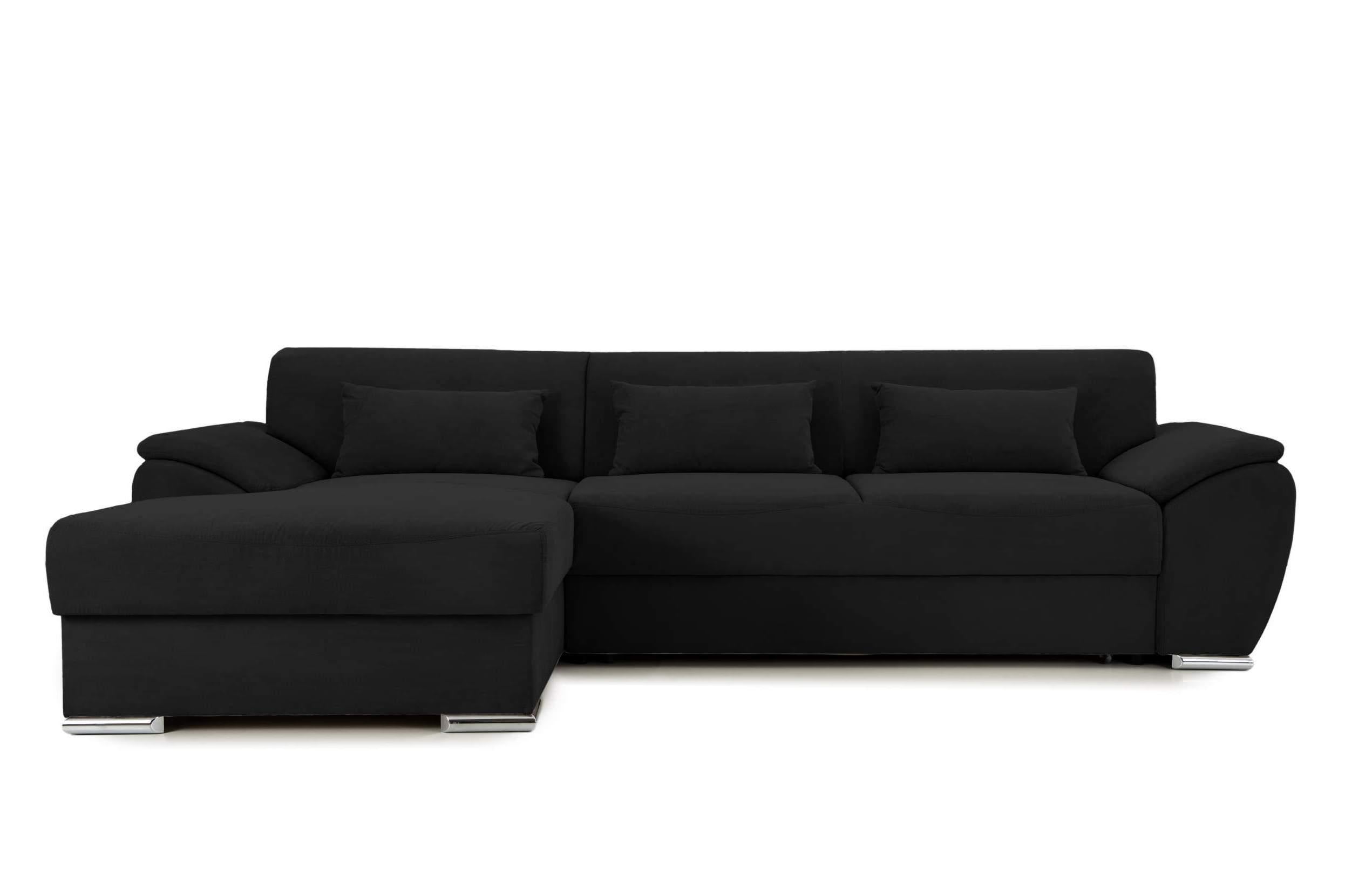 Colțar Extensibil PICASSO, cu ladă de depozitare, variante stânga/dreapta 295x168x80 cm Negru-Enjoy Stanga Prestige Home
