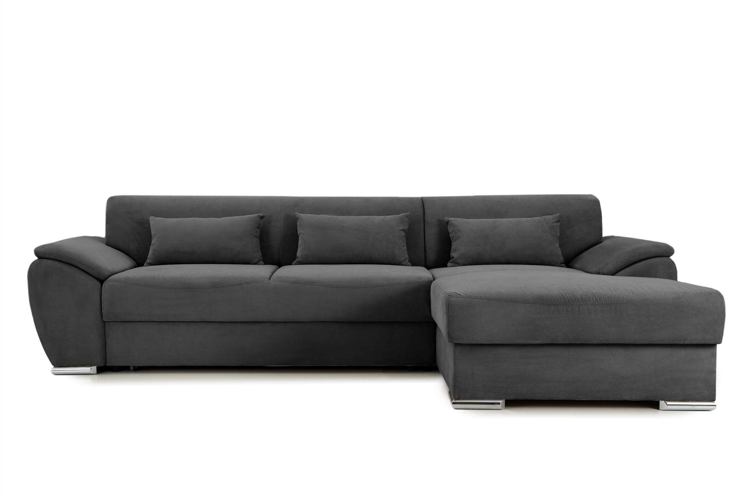 Colțar Extensibil PICASSO, cu ladă de depozitare, variante stânga/dreapta 295x168x80 cm Gri-Inchis-Enjoy Dreapta Prestige Home