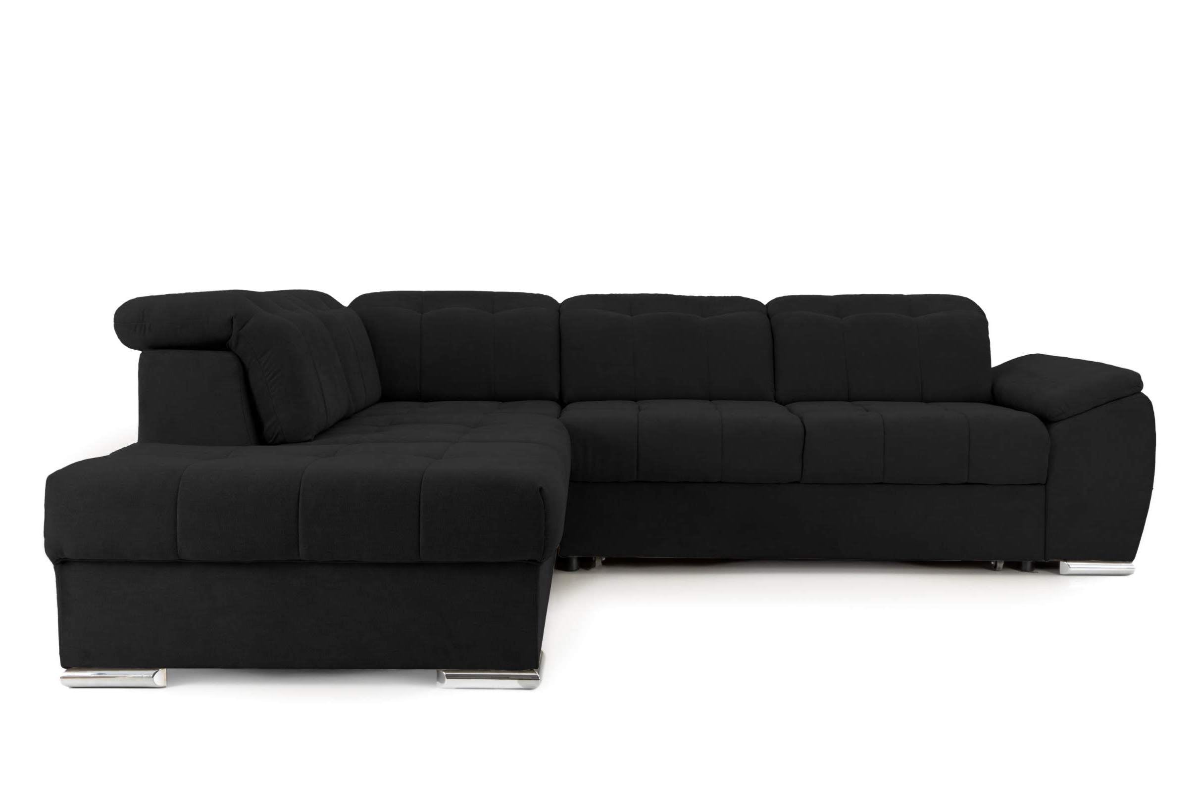 Colțar Extensibil ENZO, cu tetiere, variante stânga/dreapta, 255x220x100 cm Negru-Enjoy Stanga Prestige Home
