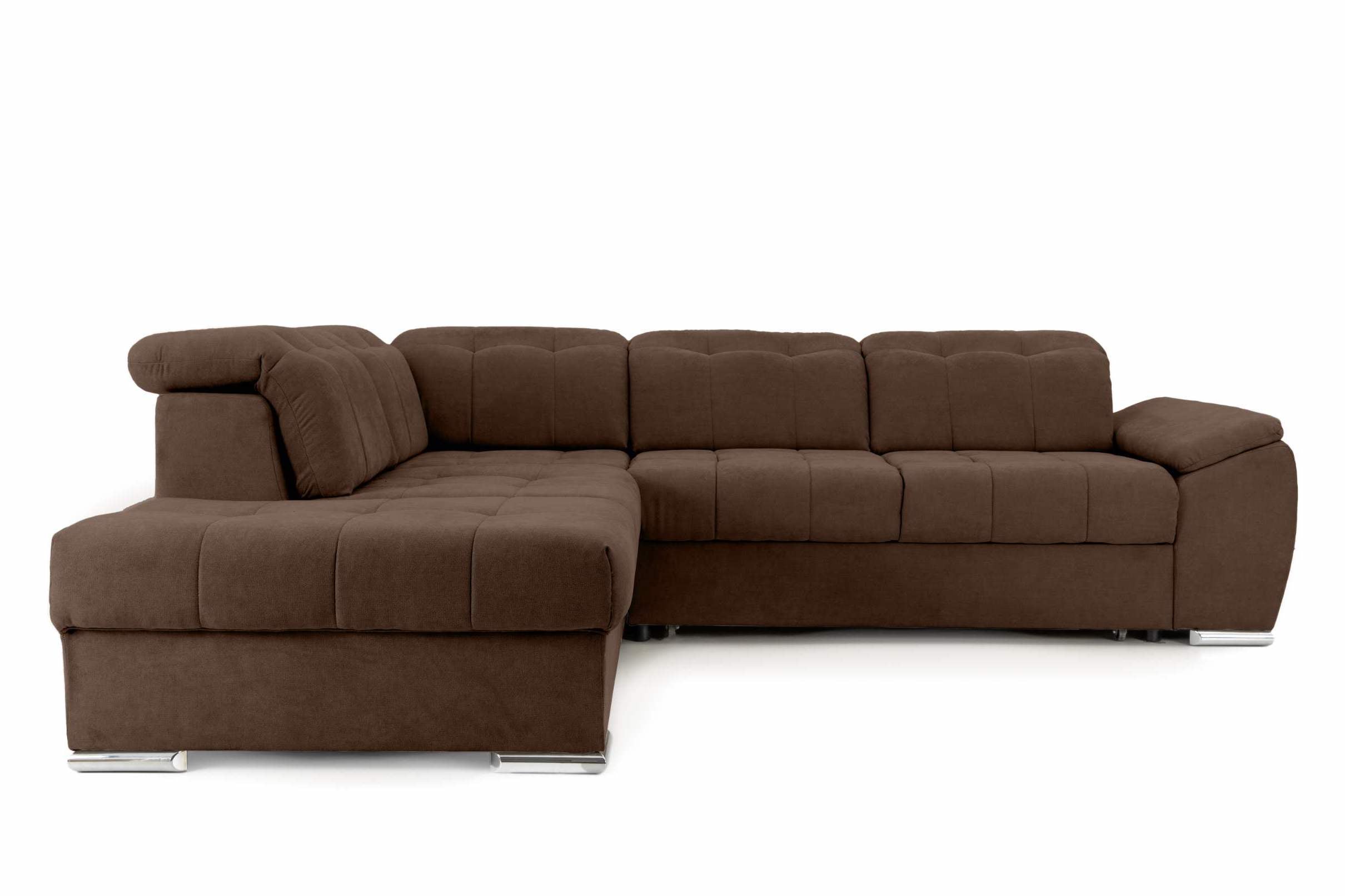 Colțar Extensibil ENZO, cu tetiere, variante stânga/dreapta, 255x220x100 cm Maro-Enjoy Stanga Prestige Home