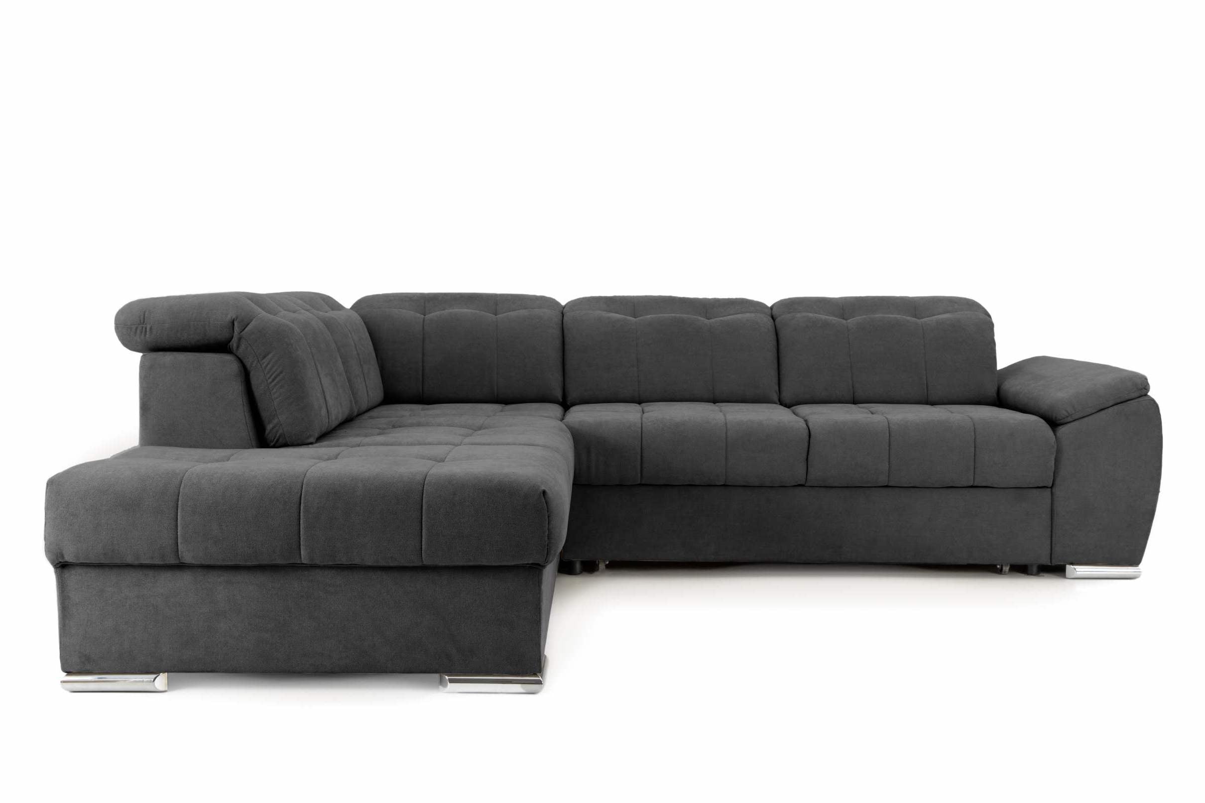 Colțar Extensibil ENZO, cu tetiere, variante stânga/dreapta, 255x220x100 cm Gri-Inchis-Enjoy Stanga Prestige Home