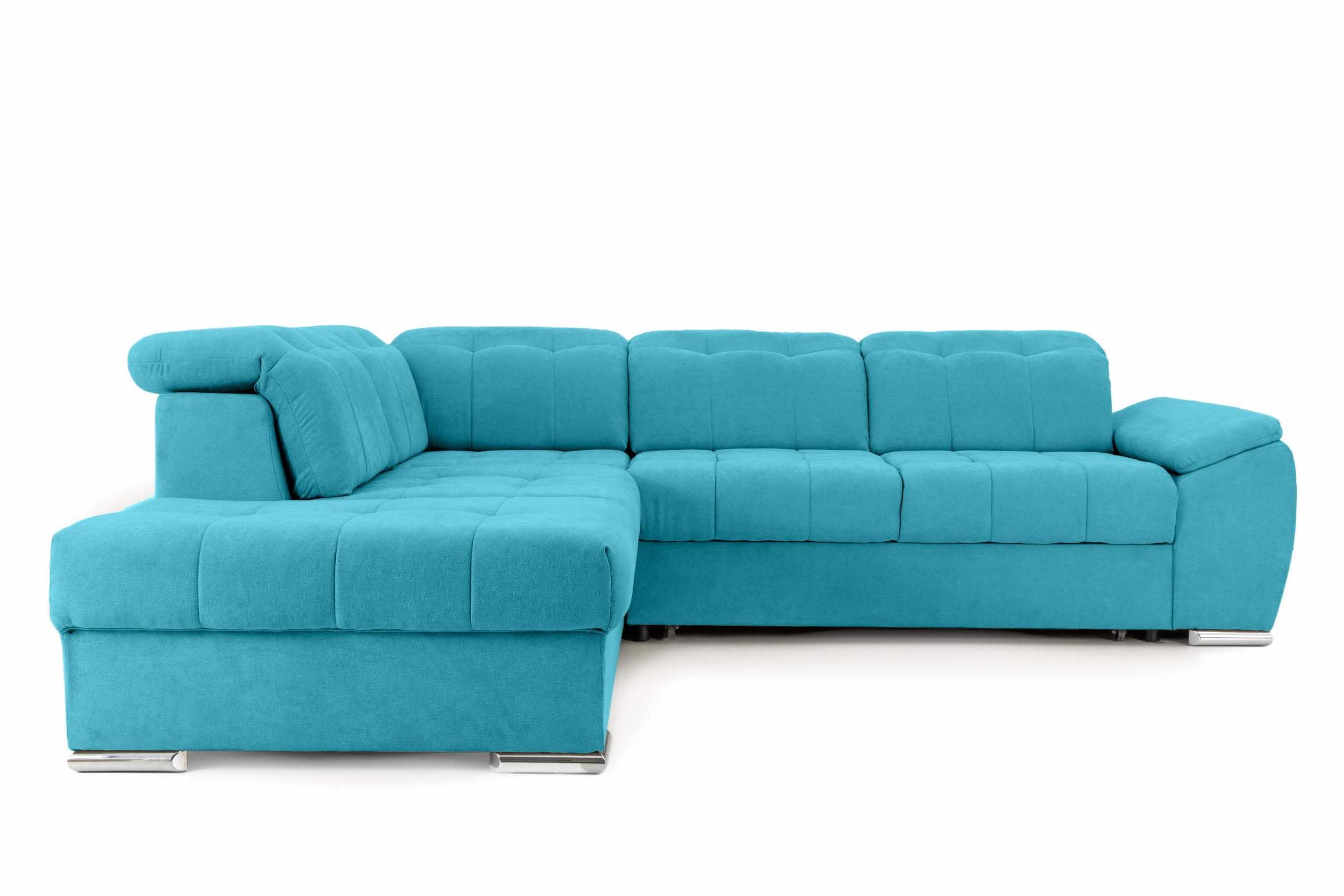 Colțar Extensibil ENZO, cu tetiere, variante stânga/dreapta, 255x220x100 cm Turcoaz-Enjoy Stanga Prestige Home