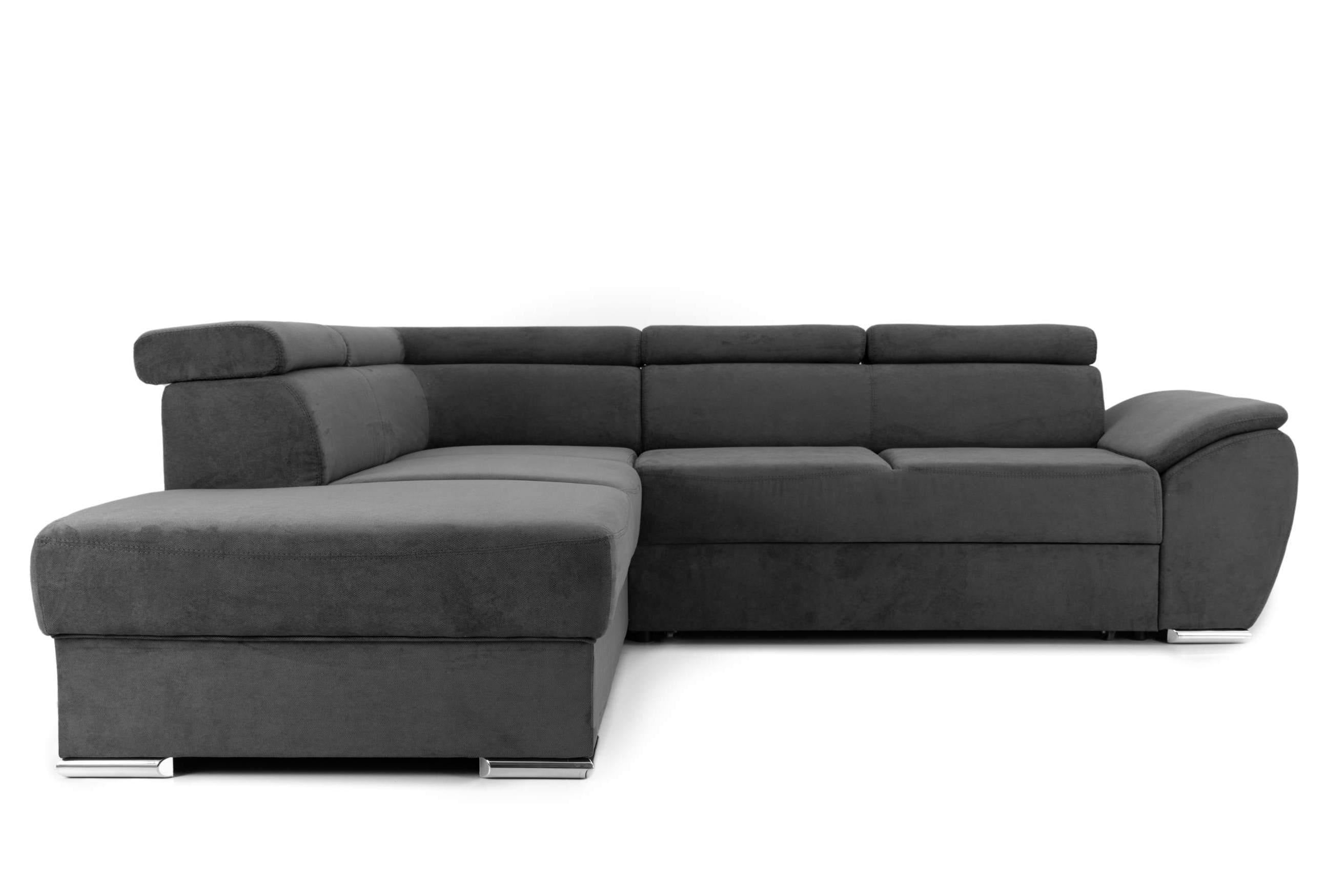 Colțar Extensibil CUBA, cu tetiere reglabile, variante stânga/dreapta 266x232x80 cm Gri-Inchis-Enjoy Stanga Prestige Home