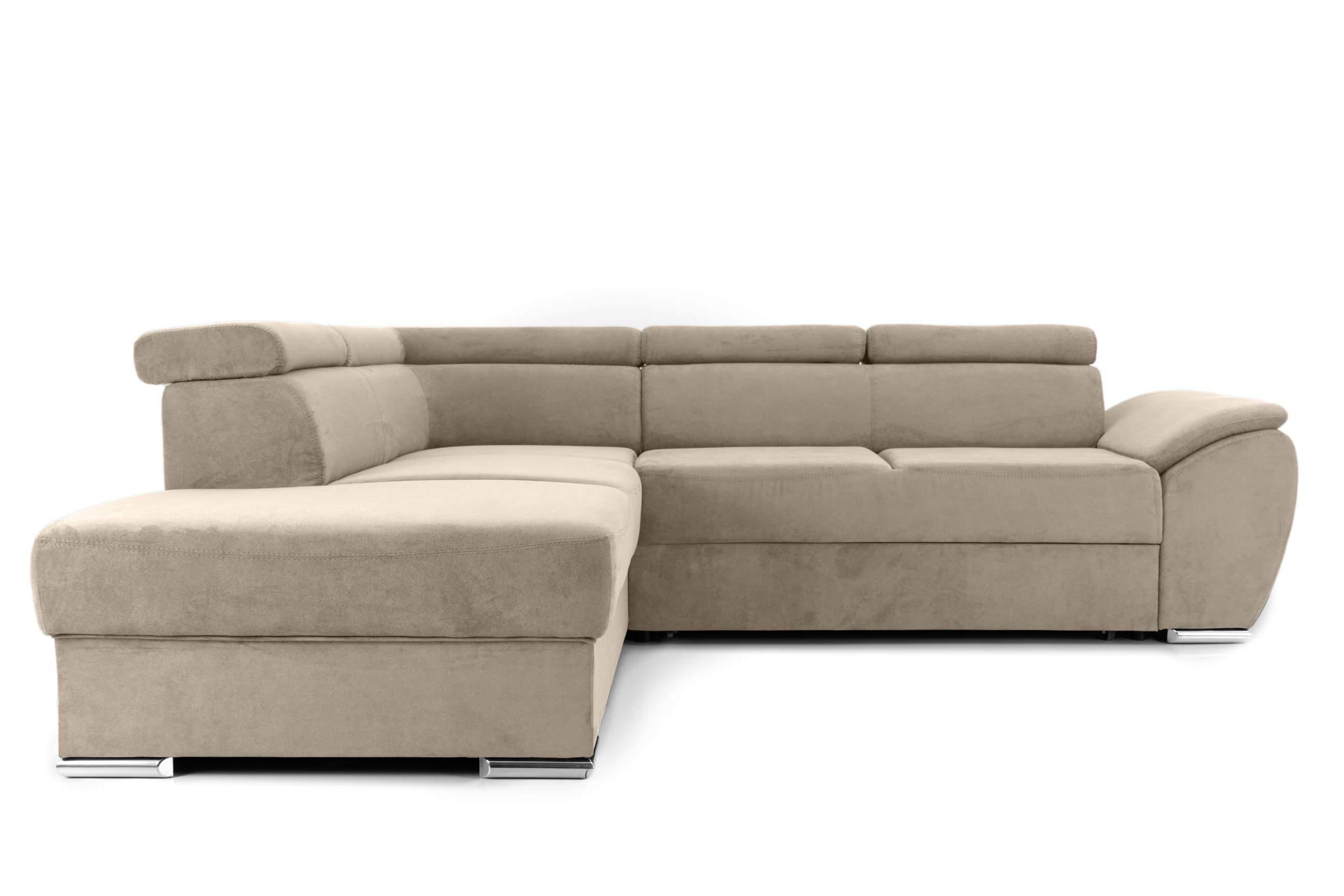 Colțar Extensibil CUBA, cu tetiere reglabile, variante stânga/dreapta 266x232x80 cm Bej-Enjoy Stanga Prestige Home
