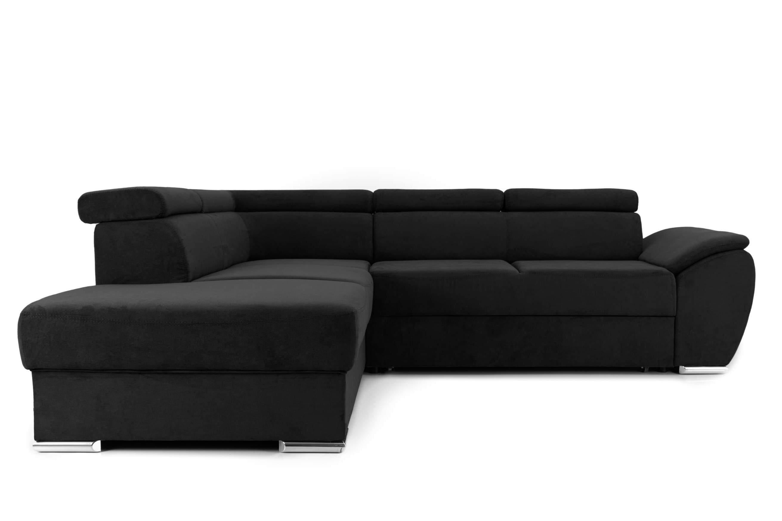 Colțar Extensibil CUBA, cu tetiere reglabile, variante stânga/dreapta 266x232x80 cm Negru-Enjoy Stanga Prestige Home
