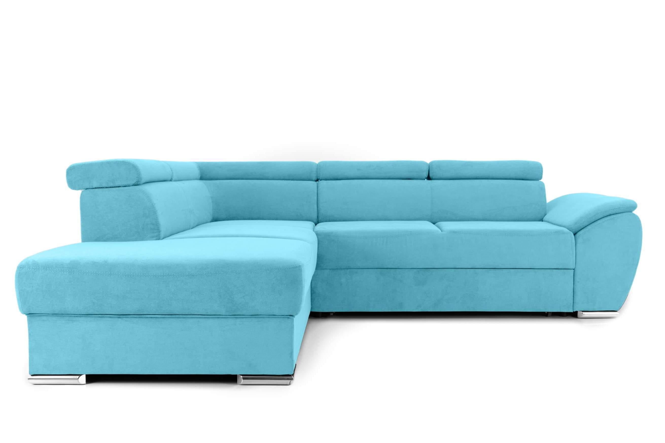 Colțar Extensibil CUBA, cu tetiere reglabile, variante stânga/dreapta 266x232x80 cm Turcoaz-Enjoy Stanga Prestige Home