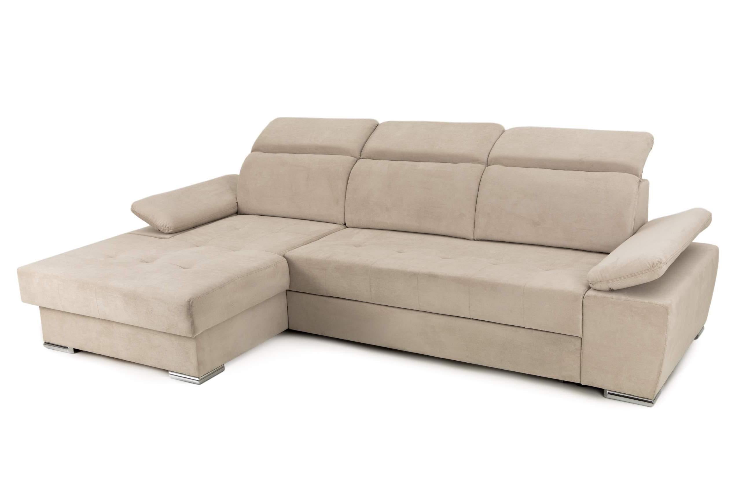 Colțar Extensibil TRENDY, cu ladă de depozitare, cu tetiere reglabile, variante stânga/dreapta 295x170x105 cm Prestige Home