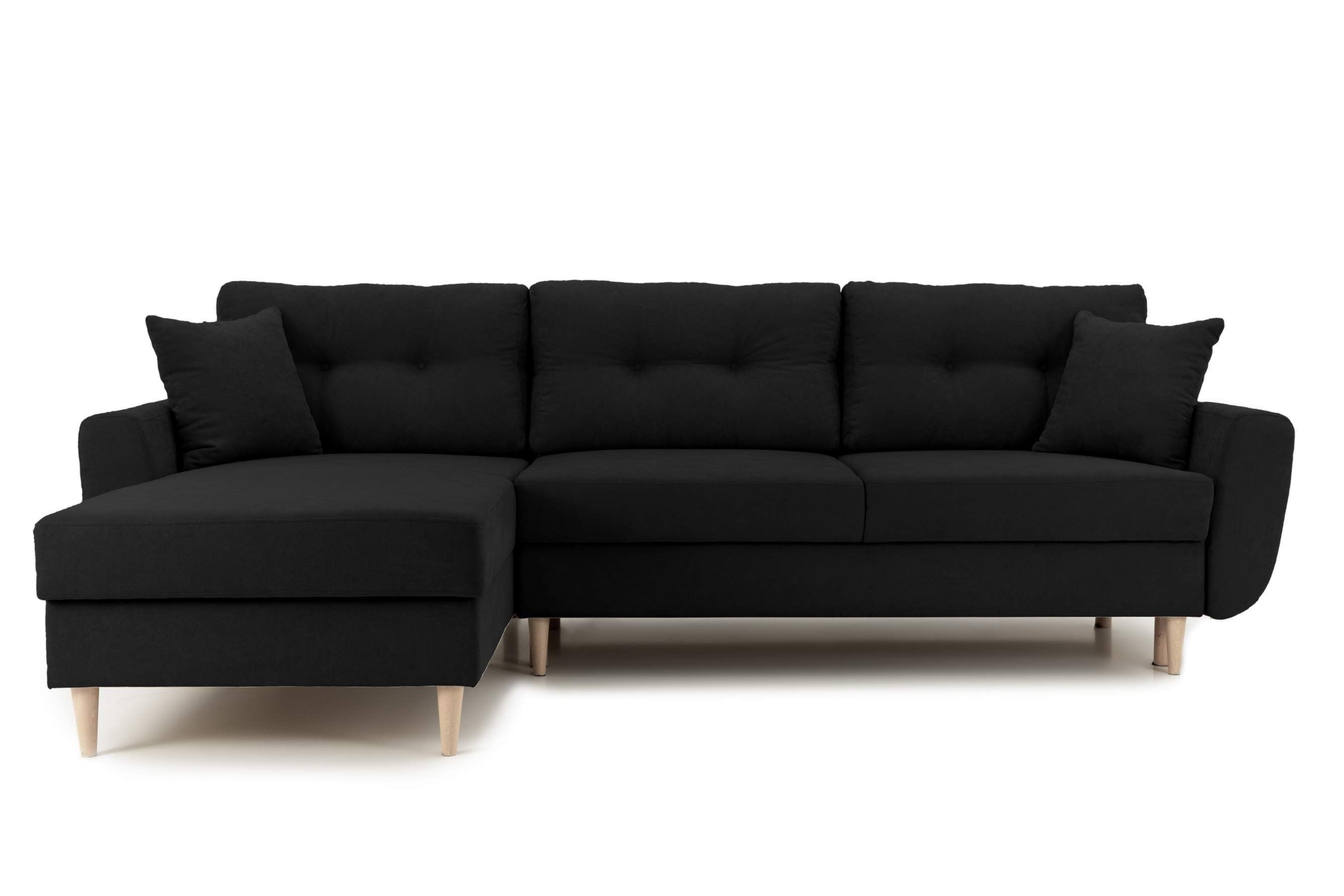 Colțar Extensibil HELSINKI, cu ladă de depozitare, variante stânga/dreapta 261x166x82 cm Negru-Enjoy Stanga Prestige Home