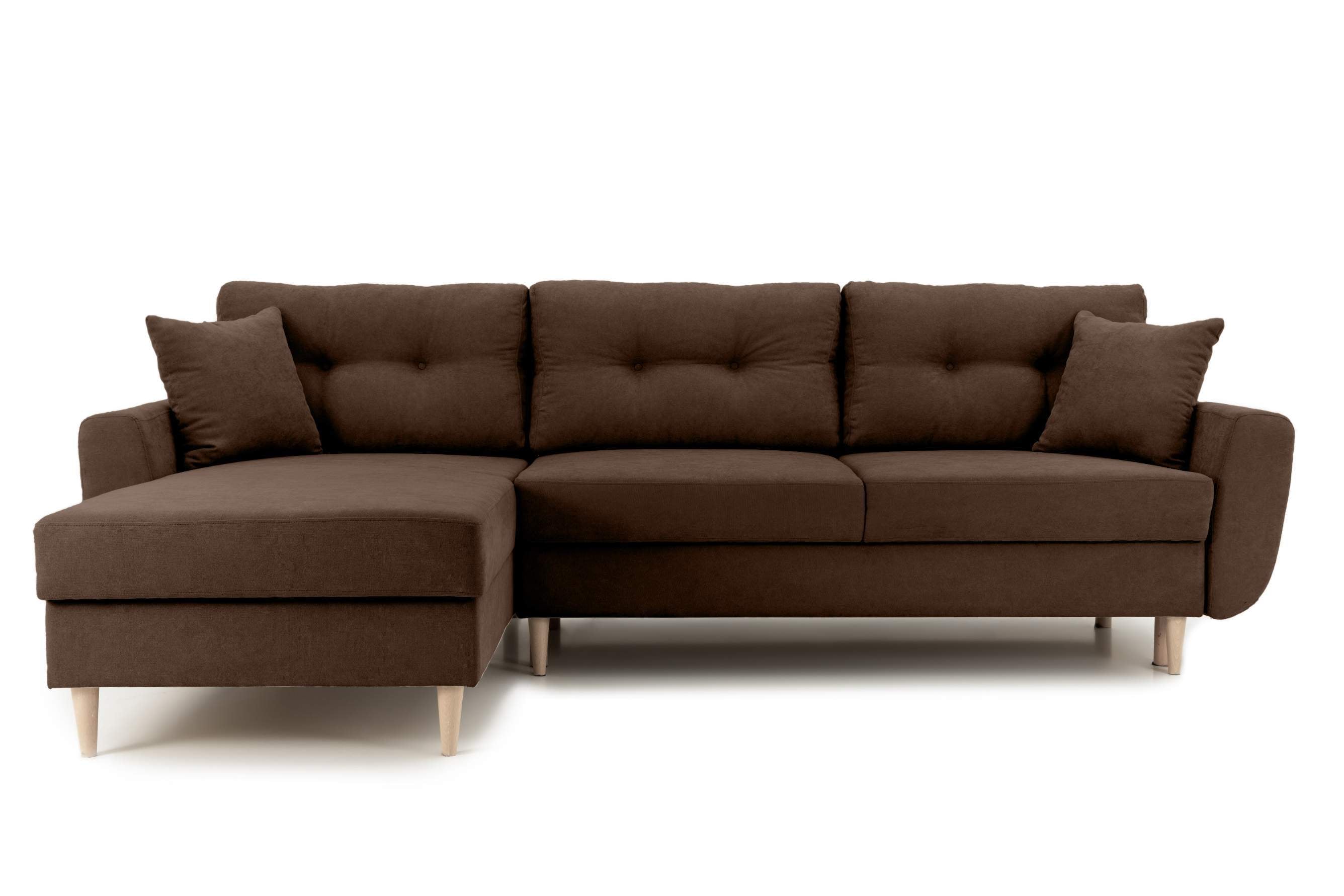 Colțar Extensibil HELSINKI, cu ladă de depozitare, variante stânga/dreapta 261x166x82 cm Maro-Enjoy Stanga Prestige Home