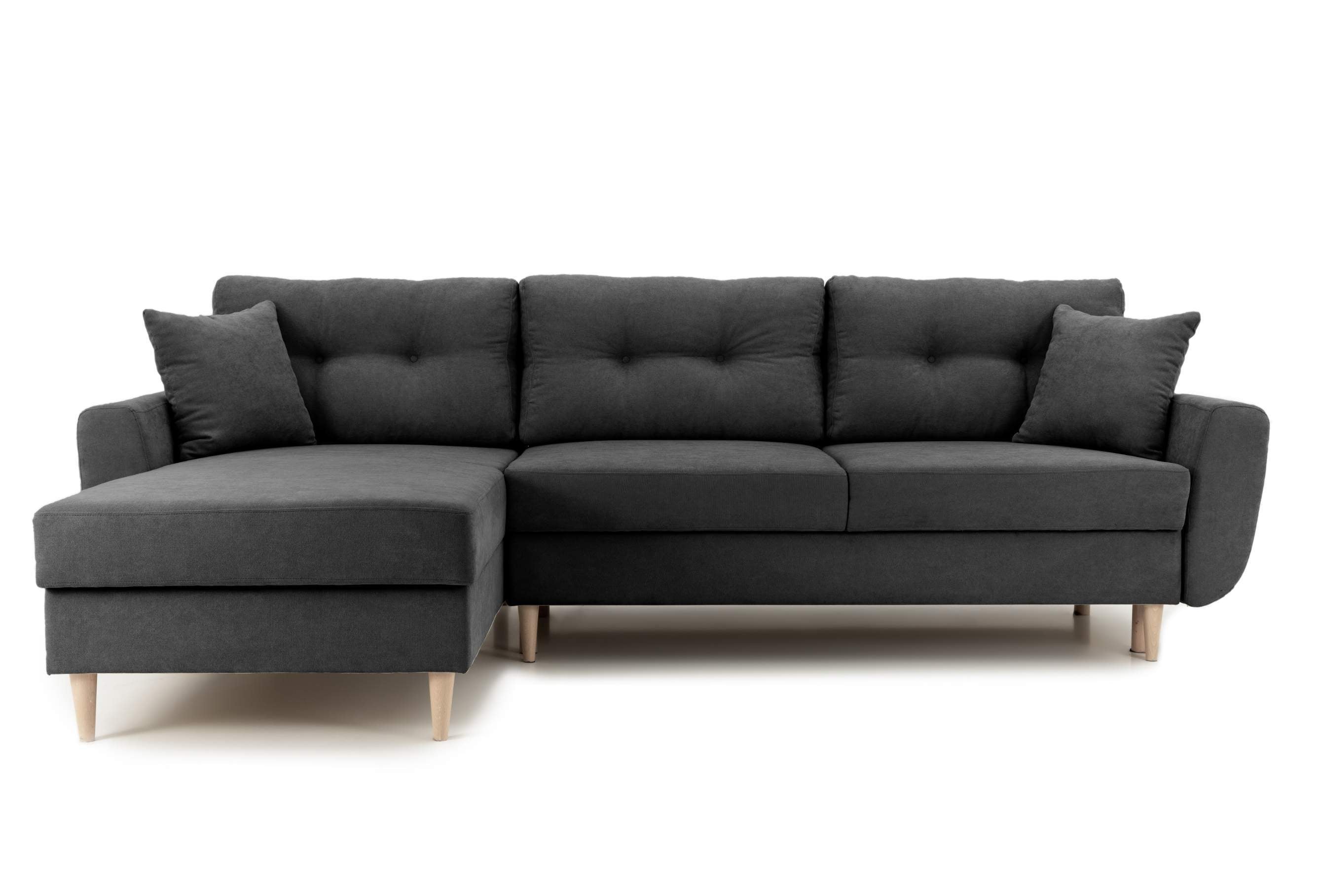 Colțar Extensibil HELSINKI, cu ladă de depozitare, variante stânga/dreapta 261x166x82 cm Gri-Inchis-Enjoy Stanga Prestige Home