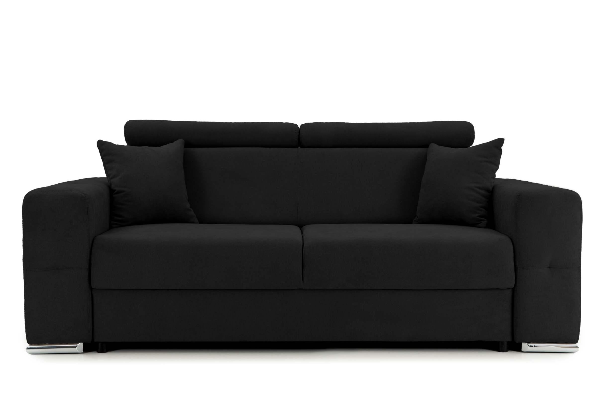 Canapea Fixă 2 locuri BELLAGIO, cu tetiere reglabile, 205x100x100 cm Negru-Enjoy Prestige Home