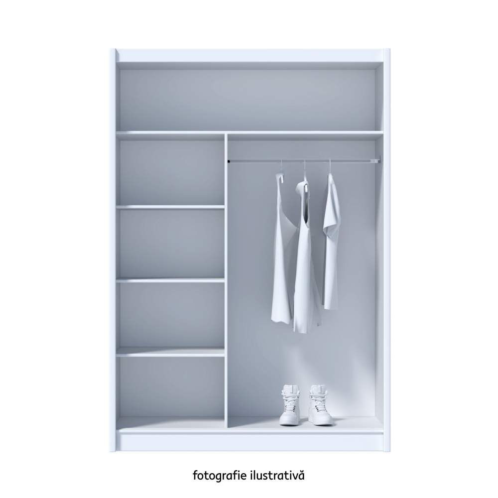 Dulap cu uşi glisante, negru / stejar craft, 150x215 cm, LADDER Kondela