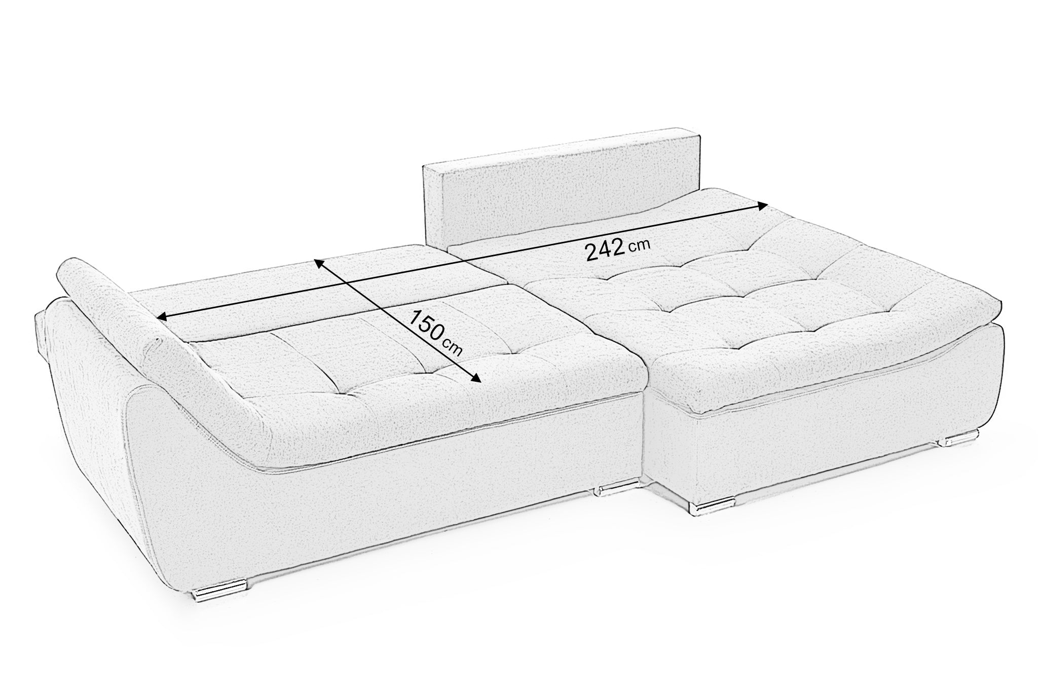 Colțar Extensibil LORENZO, cu ladă de depozitare, variante stânga/dreapta 280x180x70 cm Prestige Home