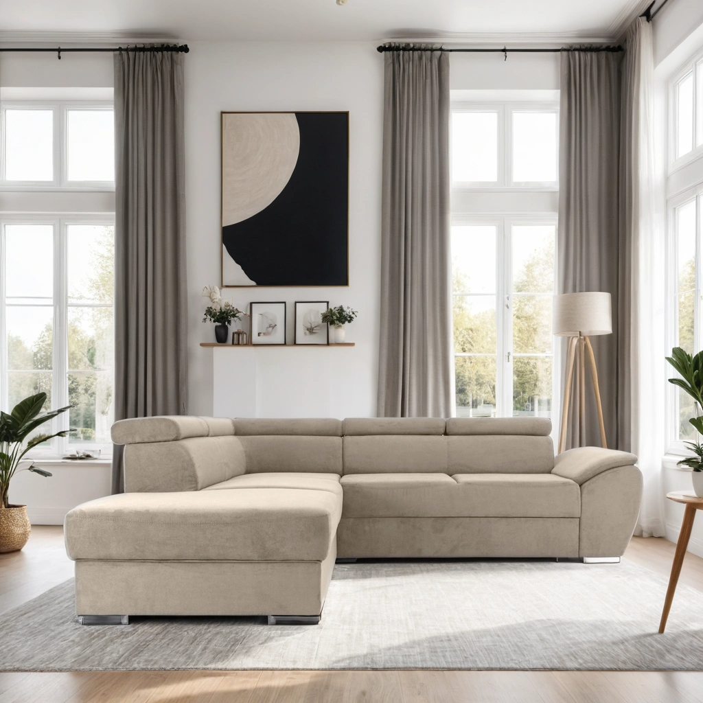 Colțar Extensibil CUBA, cu tetiere reglabile, variante stânga/dreapta 266x232x80 cm Prestige Home