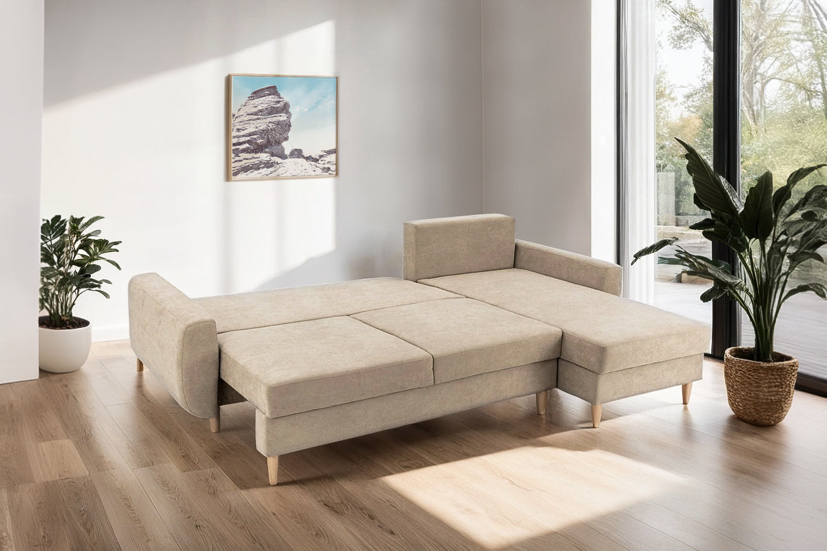 Colțar Extensibil HELSINKI, cu ladă de depozitare, variante stânga/dreapta 261x166x82 cm Prestige Home