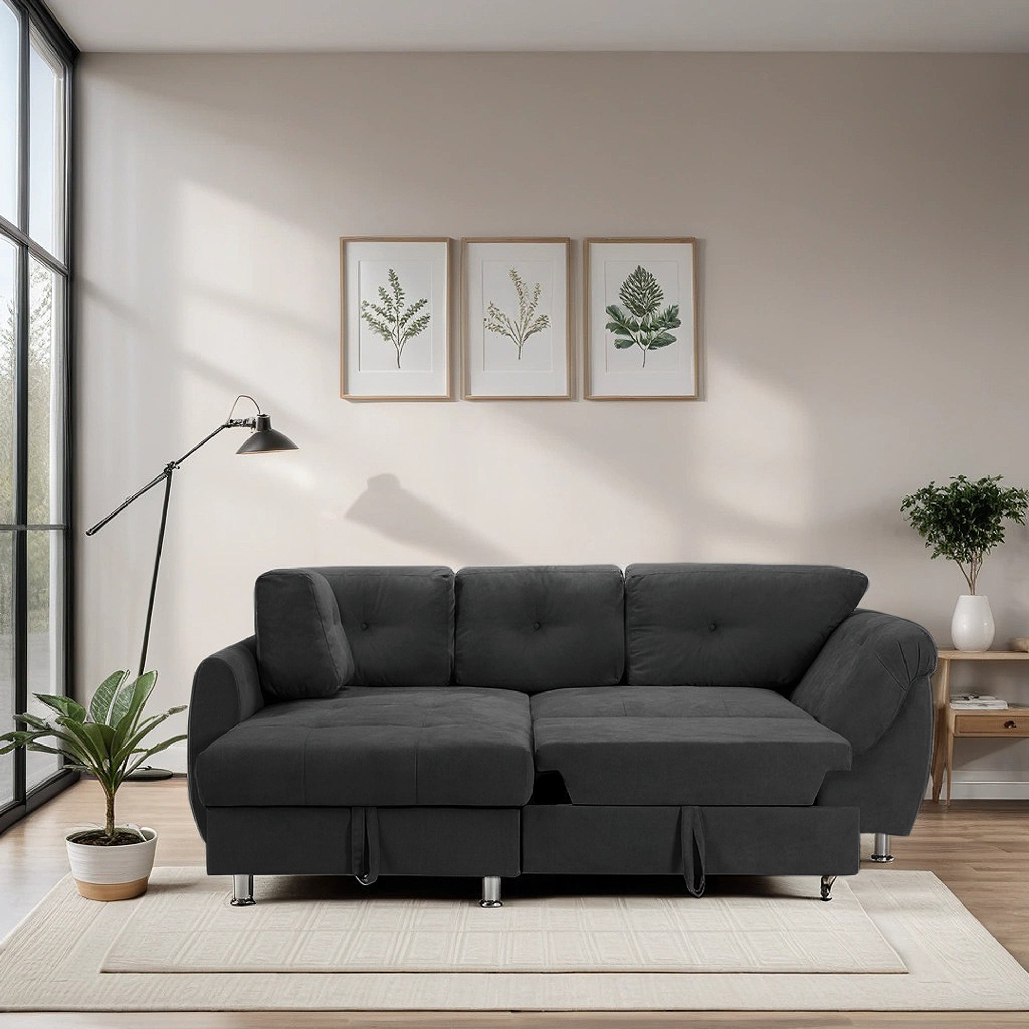 Colțar Extensibil MERLIN, cu lada depozitare, variante stânga/dreapta, 230 x 190 x 93 cm Prestige Home