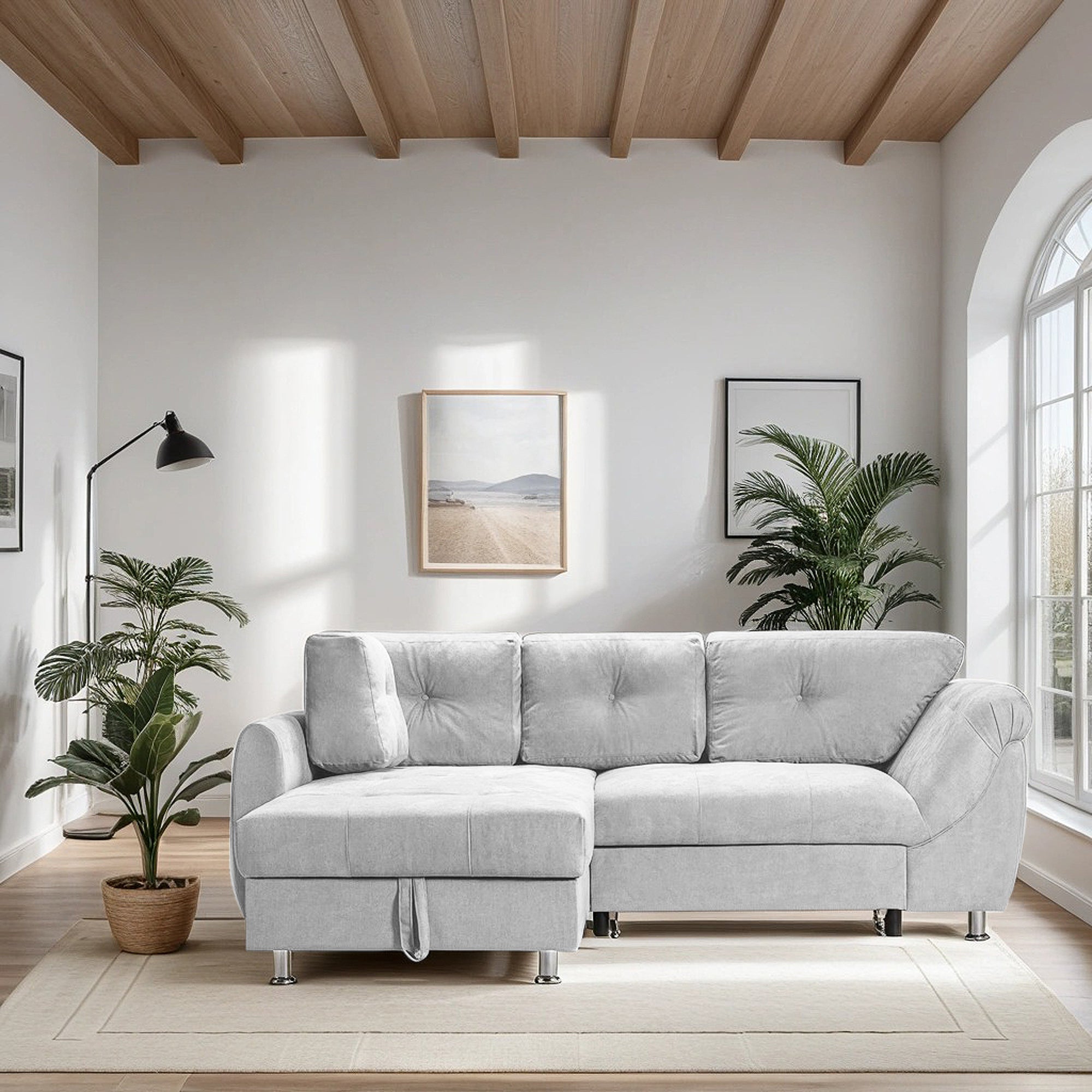 Colțar Extensibil MERLIN, cu lada depozitare, variante stânga/dreapta, 230 x 190 x 93 cm Prestige Home